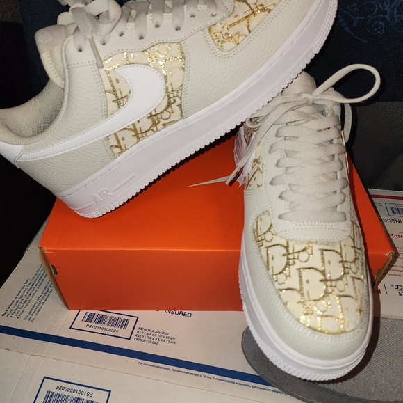 NWB, Custom Dior AF1'S 10.5, Bone & white. - Picture 4 of 7